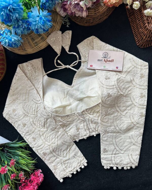 Pure Camric Khadi Cotton Full Seleeve Blouse - Image 3