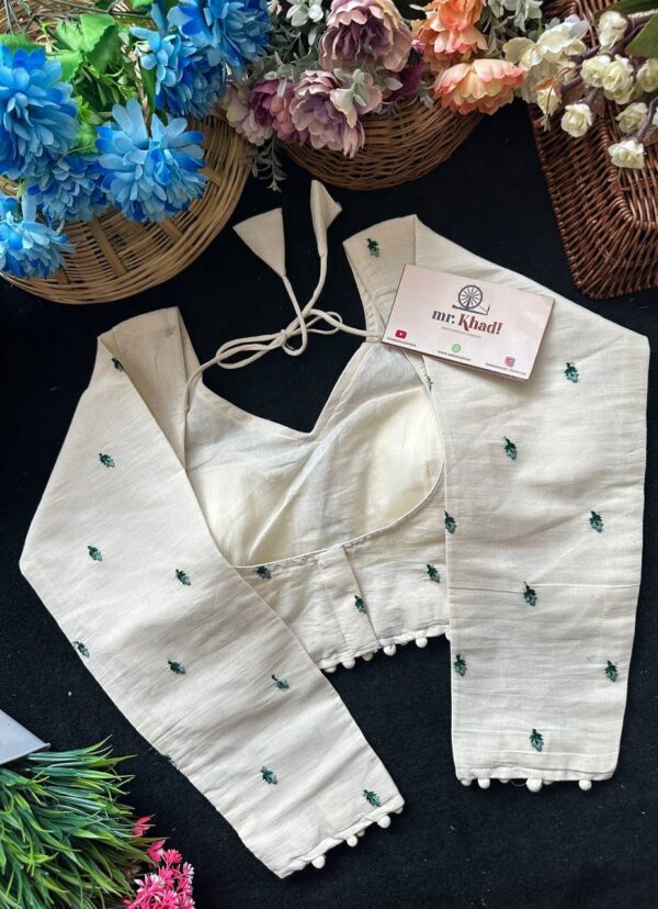 Fancy Blue Butti Designer Blouse - Image 3
