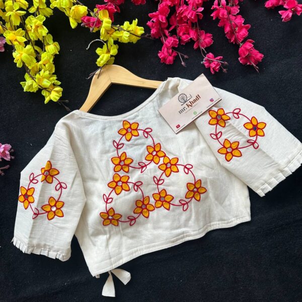 Angrakha Style Khadi Cotton Blouse