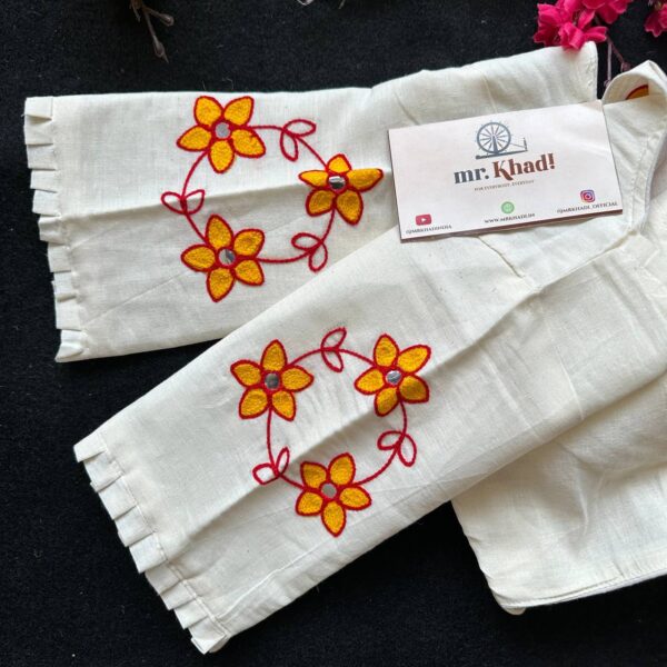Angrakha Style Khadi Cotton Blouse - Image 2