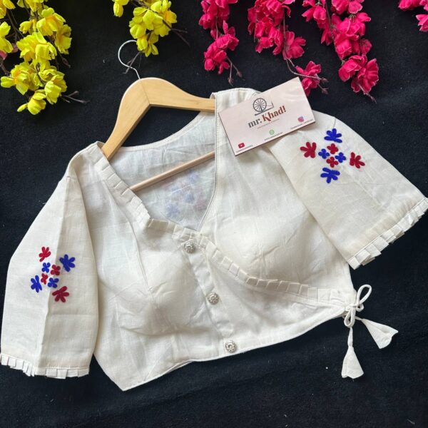 Heavy Khadi Cotton Angrakha New Khadi Trends Blouse - Image 2