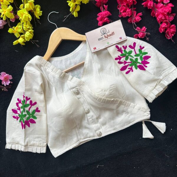 New Khadi Trends Fabric Angrakha Style Blouse - Image 2