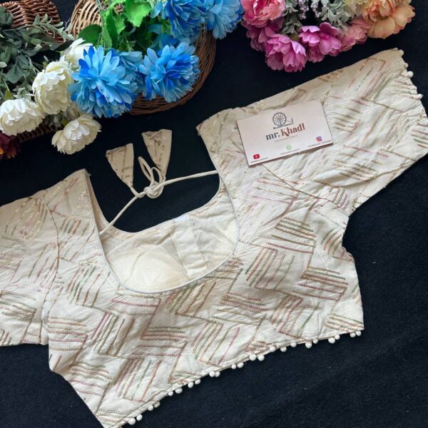 Pure Camric Cotton Half Seleeve Blouse - Image 2
