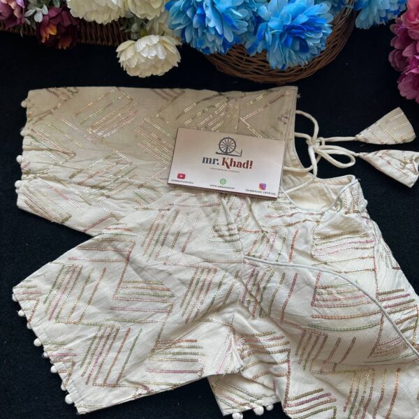 Pure Camric Cotton Half Seleeve Blouse - Image 3