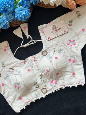 Pink Flower Designer Blouse