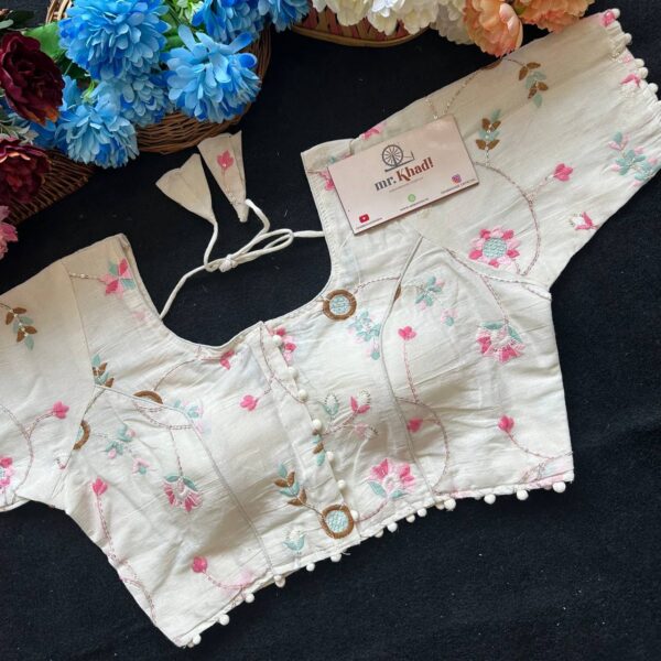 Pink Flower Designer Blouse