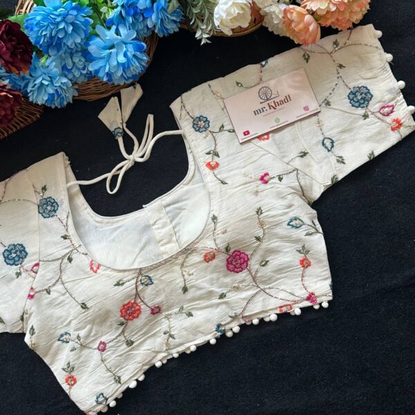 Colorful Flower Designer Blouse - Image 2