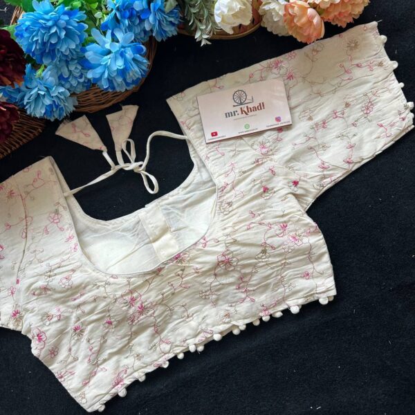 Pink Thread Work Designer Blouse - Image 2