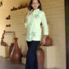 Pista Green Hand Work Designer Fancy Shirt Top - Image 4