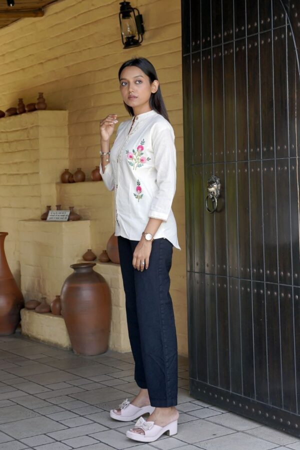 Khadi Cotton Hand-Work Design Shirt Patterns Top - Image 2