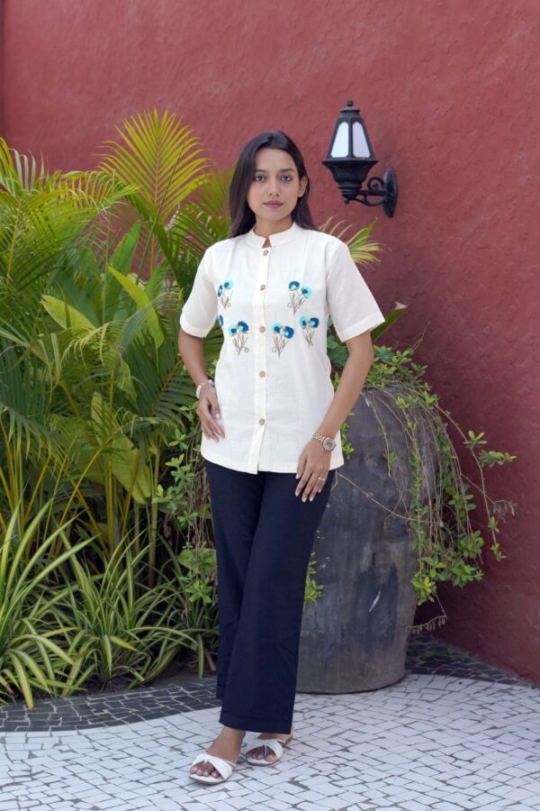 Khadi Cotton Front Open Shirt - Image 3