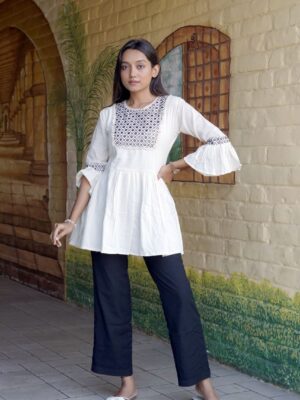Khadi Cotton Fancy Round Shape Top