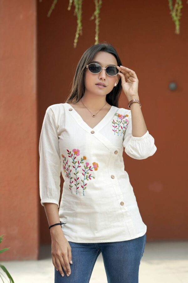 Hand-Worked Khadi Cotton Top - Image 3
