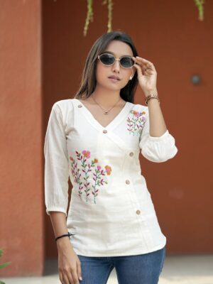 Hand-Worked Khadi Cotton Top