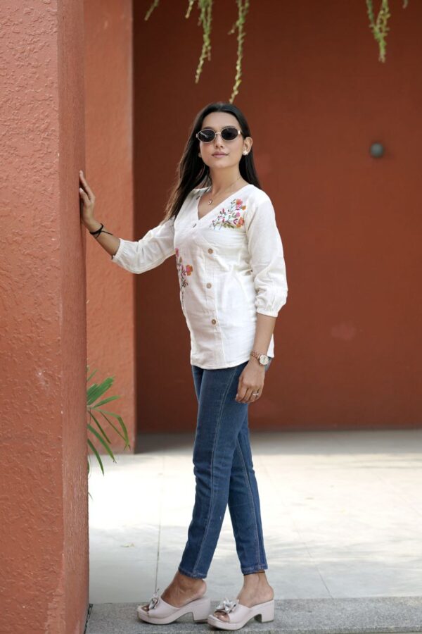 Hand-Worked Khadi Cotton Top - Image 5