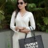 Khadi Cotton Foli Mirror V Neck Kurti And Pant Set - Image 2